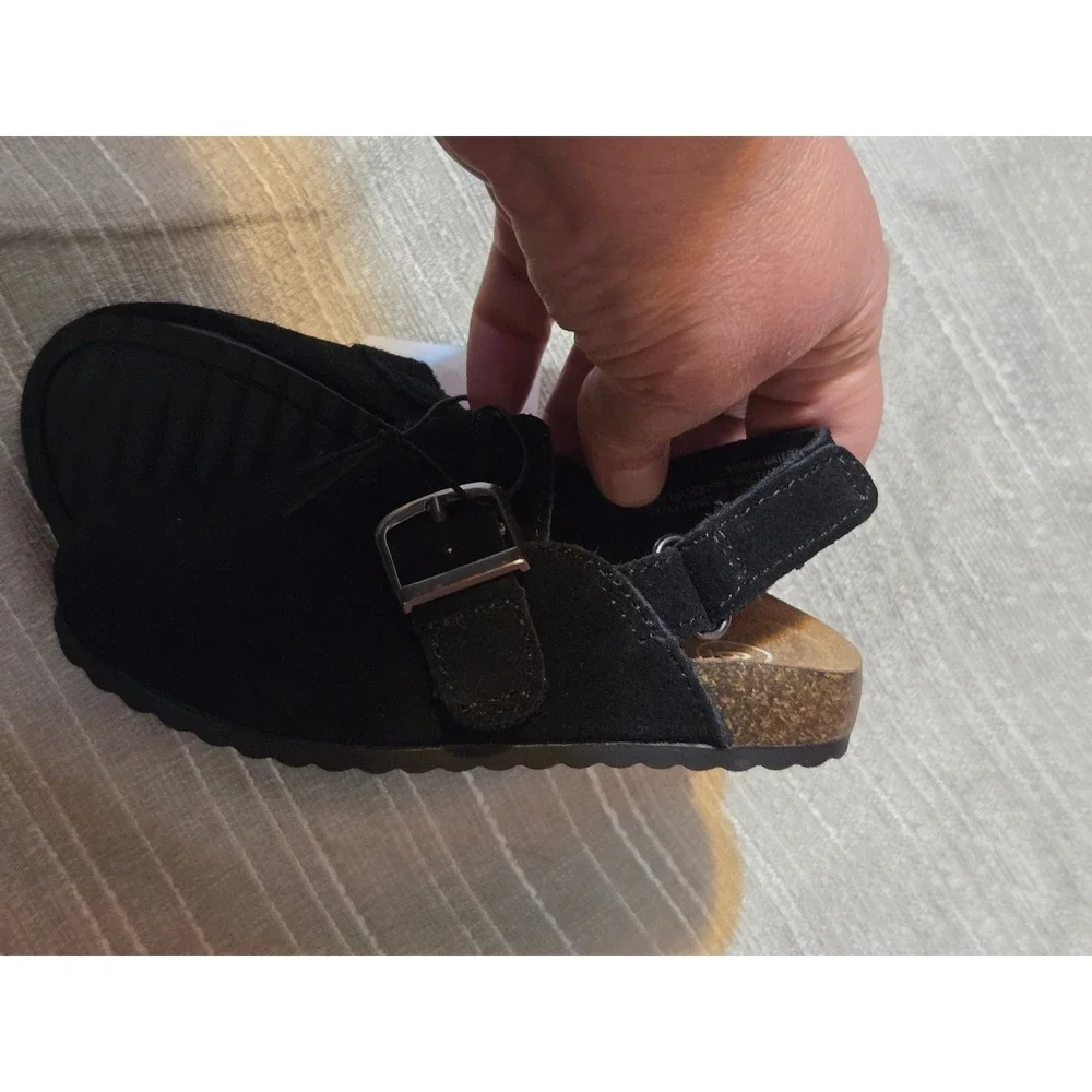 Cat & Jack Toddler Berlin Buckle Clog Black Faux Suede Slingback Sandals Size 6